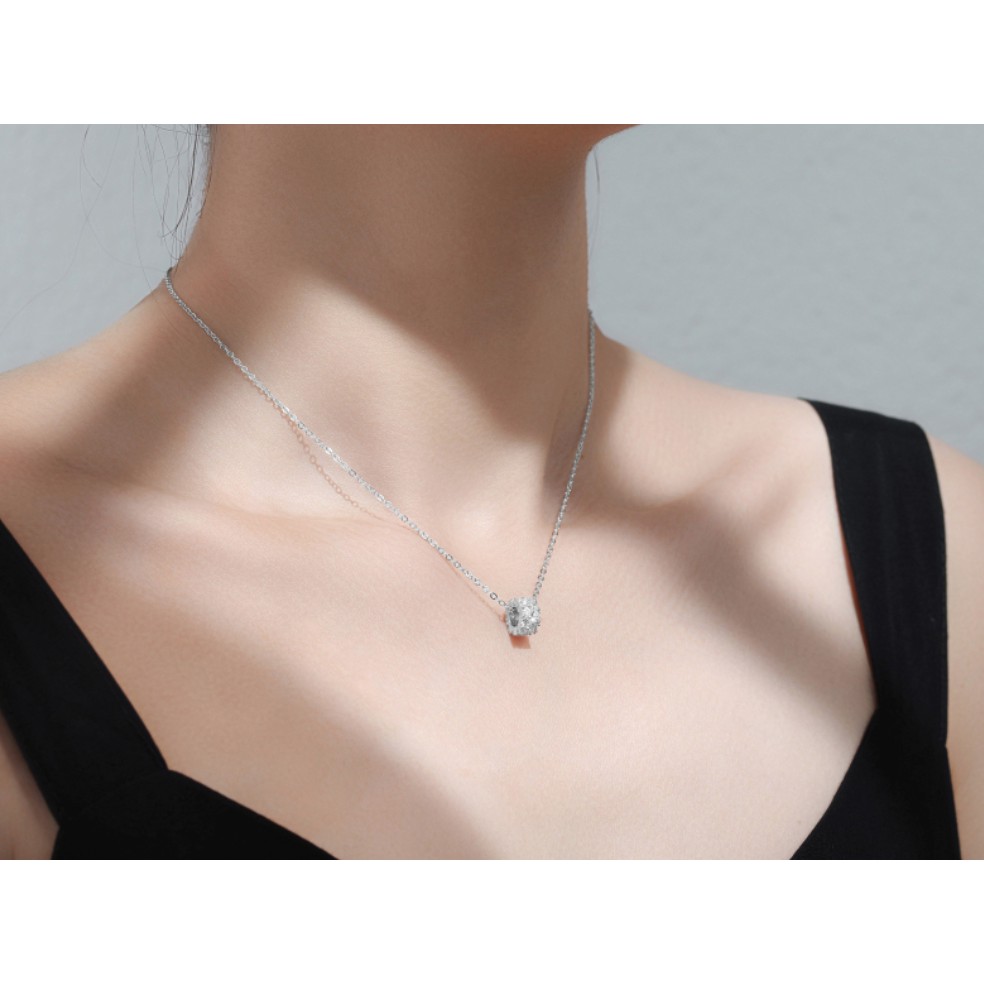 Dây chuyền bạc S925 - Mẫu sợi mảnh, mặt tròn đính đá