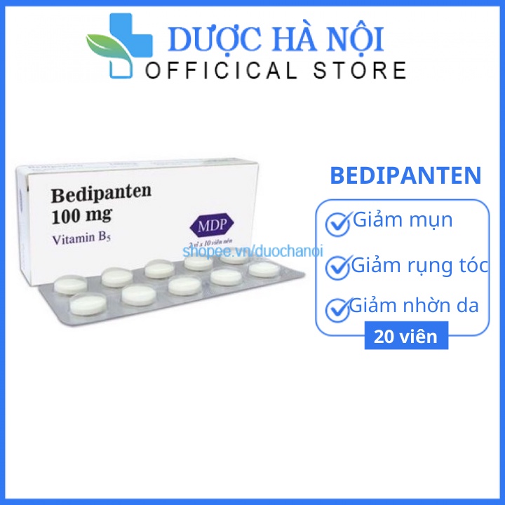 Bedipanten 100mg giảm chất nhờn da, hạn chế dầu thừa trên da, giảm rụng tóc, giảm mụn, se khít lỗ chân lông,mịn da
