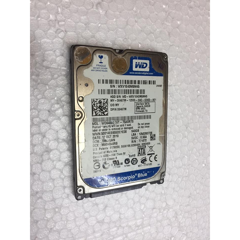 Ổ Cứng HDD Laptop Sức khỏe GOOD SATA 640Gb