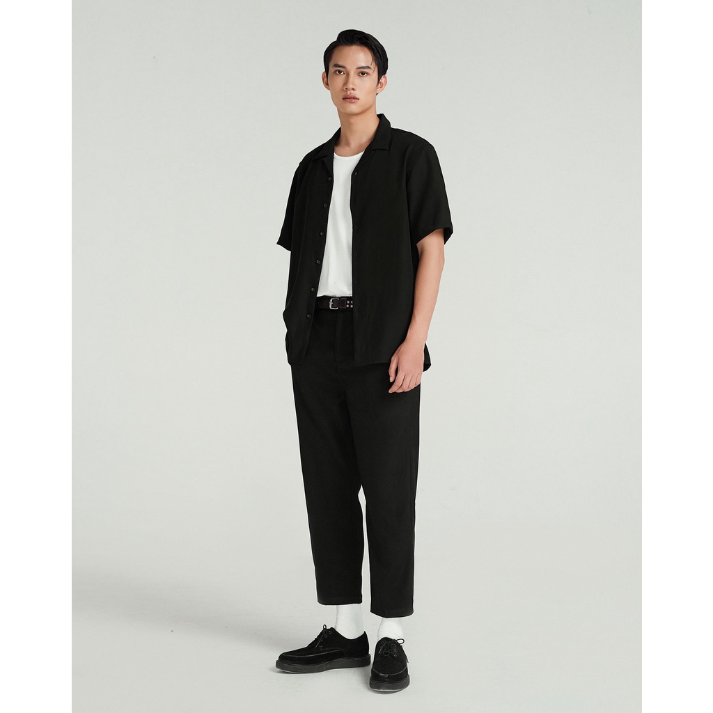 Áo sơ mi ngắn tay nam chống nhăn Highway (Menswear) Diego đen