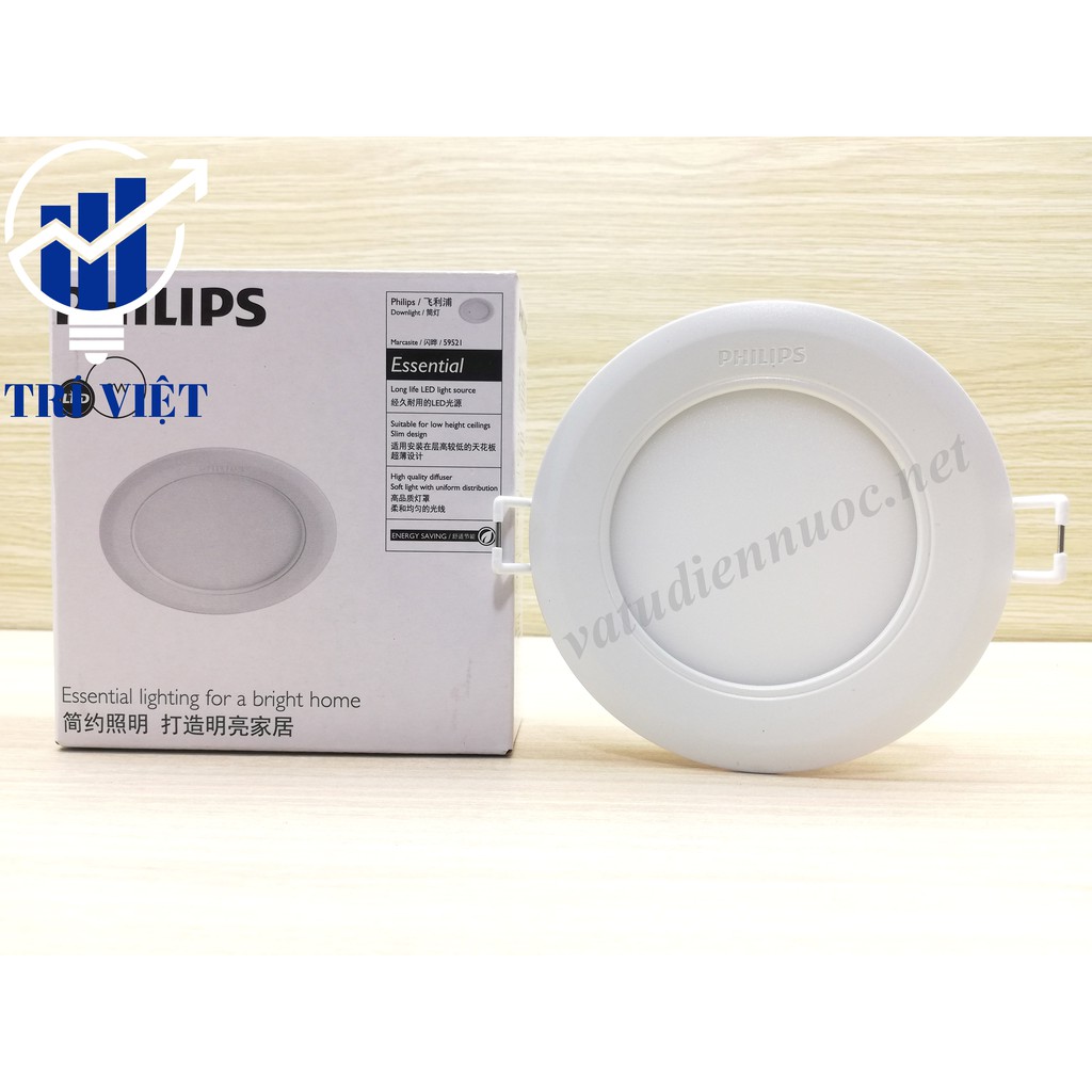 Đèn led âm trần 9W Philips Marcasite - 3000k/4000k/6000k - Cắt lỗ: 100 mm - Dễ dàng lắp đặt - Ánh sáng chân thật