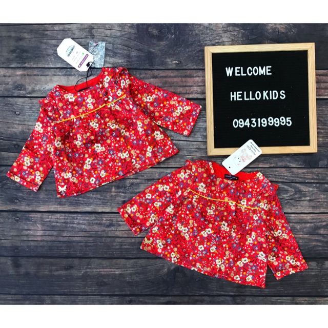 Áo sơmi hoa lá đỏ