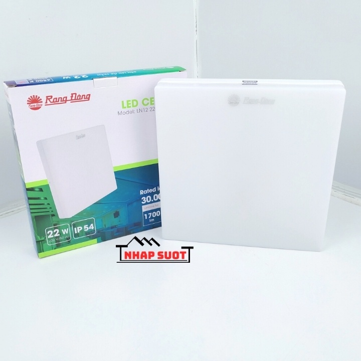 [Chính Hãng] Đèn ốp trần 22W LED Rạng Đông thiết kế tràn viền (vuông / tròn), chống ẩm IP54, bảo hành 3 năm - LN12