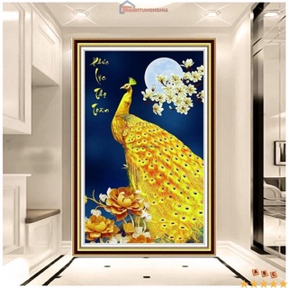 Tranh đính đá công phúc lộc thọ toàn 76cm x 50cm