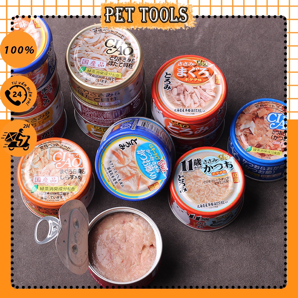 Pate Ciao thịt tươi cho mèo lon 85g dành cho mọi lứa tuổi PetTools