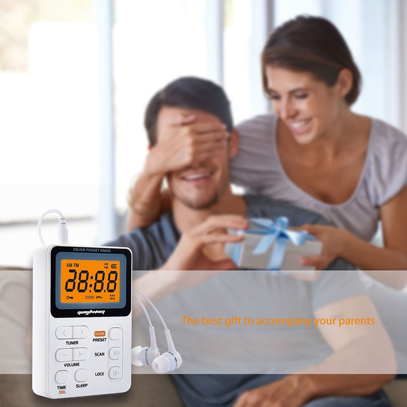 Radio AM / FM Bỏ Túi Có Tai Nghe Và Pin Sạc Có Màn Hình Kỹ Thuật Số