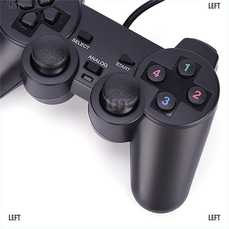 LEFT Black USB Dual Shock PC Computer Wired Gamepad Game Controller Joystick