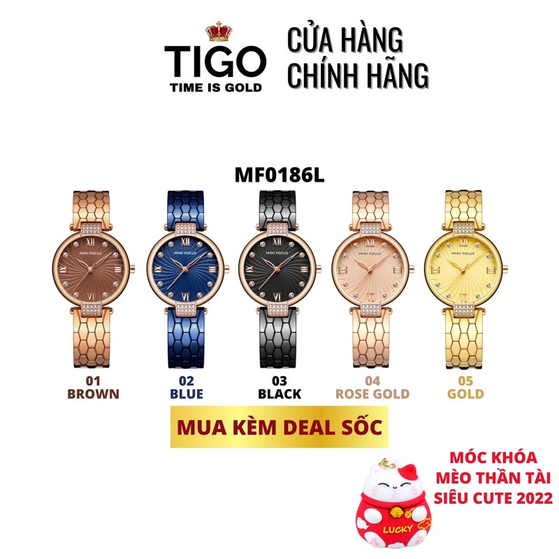 Đồng Hồ Nữ Đeo Tay Chính Hãng MINI FOCUS MF0186L.04 Dây Thép Màu Vàng Hồng Viền Thép Không Gỉ Đẹp Cao Cấp - Có Quà Tặng