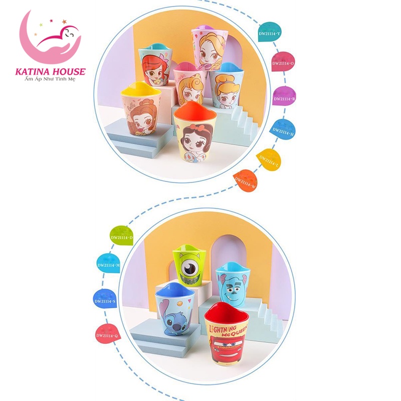 Ly uống nước cho bé thương hiệu Disney, chất liệu melamine 2 màu dày dặn, an toàn sử dụng