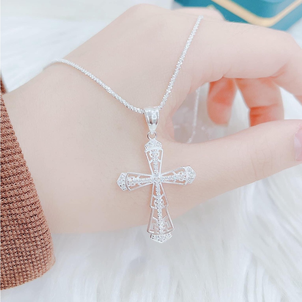 Dây chuyền thánh giá chất liệu bạc 925 cao cấp sáng bóng không rỉ