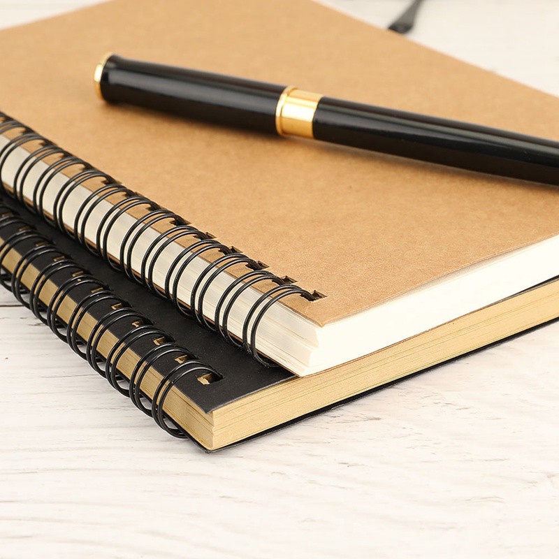 Sổ tay giấy kraft lò xo phong cách retro dùng để vẽ viết nhật ký