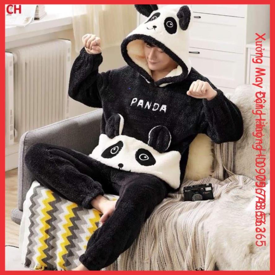 &lt;3 Set bộ lông gấu Panda chất lông mềm mịn, bộ lông mặc nhà freesize form rộng thoải mái mặc nhà/đi ngủ mùa đông ấm áp&lt;3