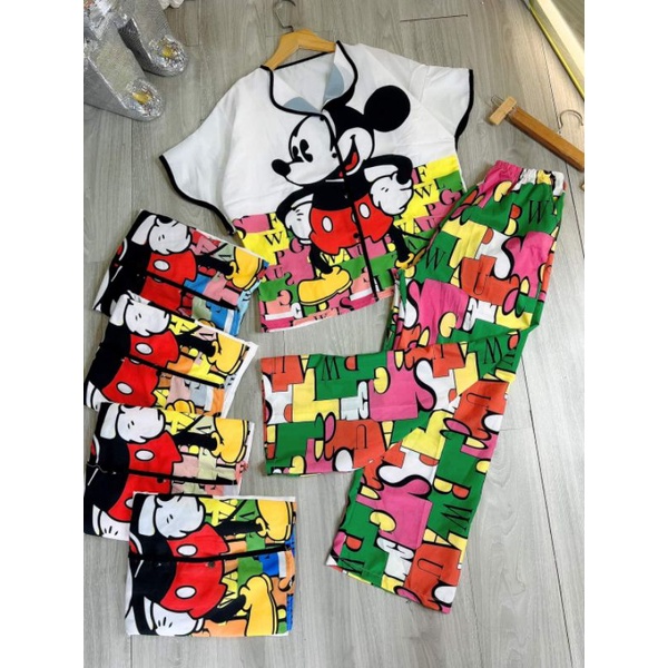 set đồ xanh/đỏ thun cotton dày dặn