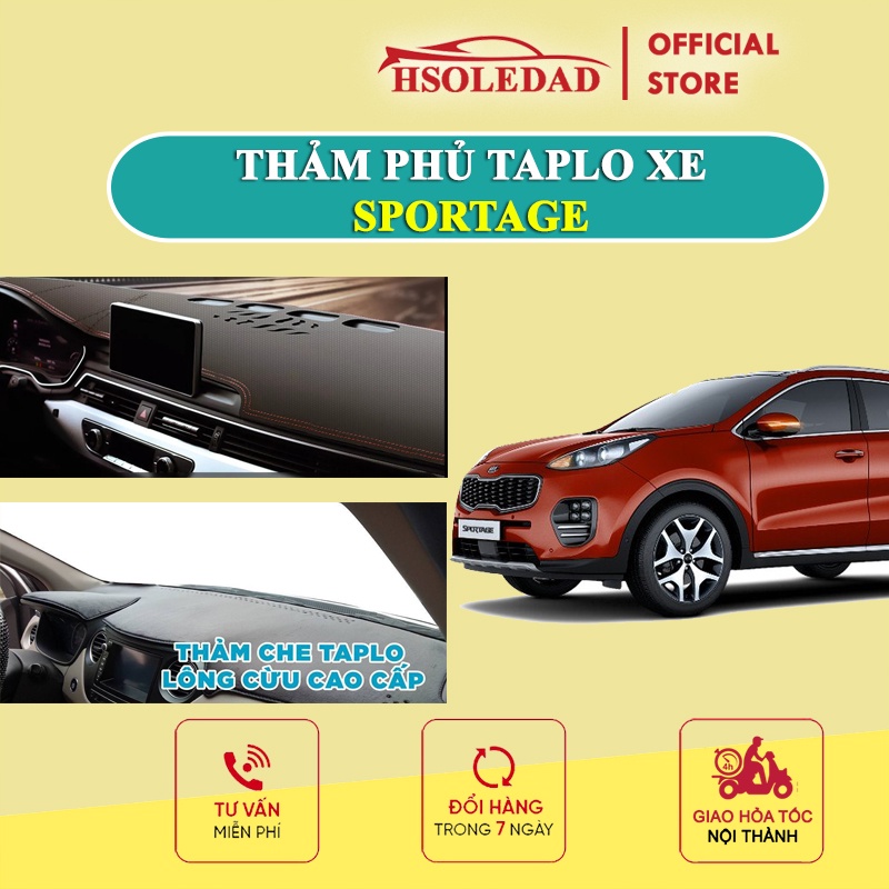 Thảm taplo SPORTAGE bằng lông Cừu 3 lớp hoặc Da Cacbon