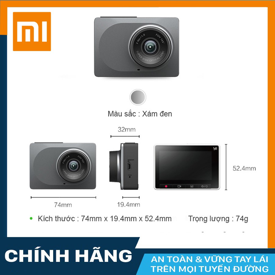 Camera hành trình  Xiaomi Yi Smart Car 1296P - Wifi - Tiếng Anh - hàng chính hãng