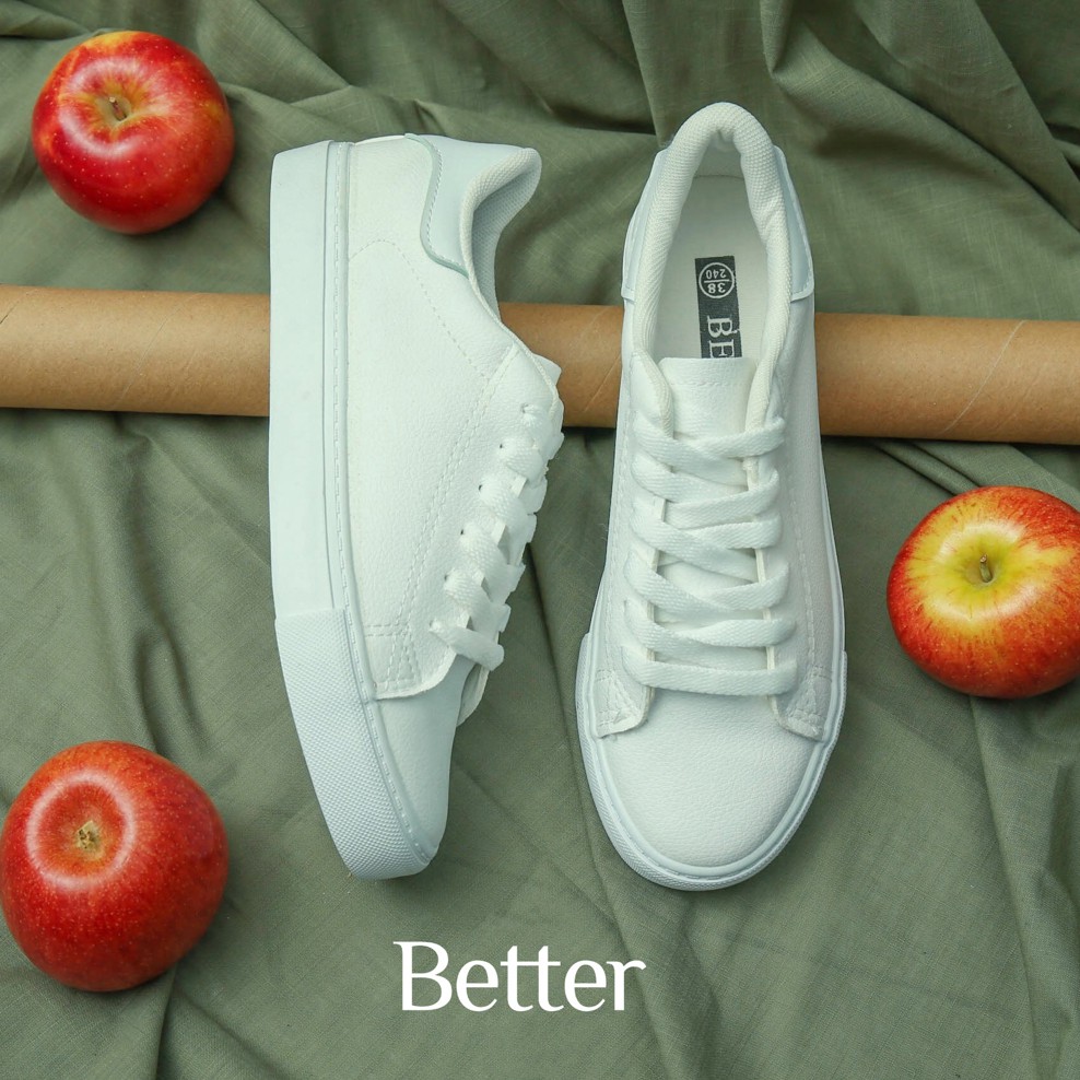 Giày Sneaker da trắng trơn Better Shoes 020118002