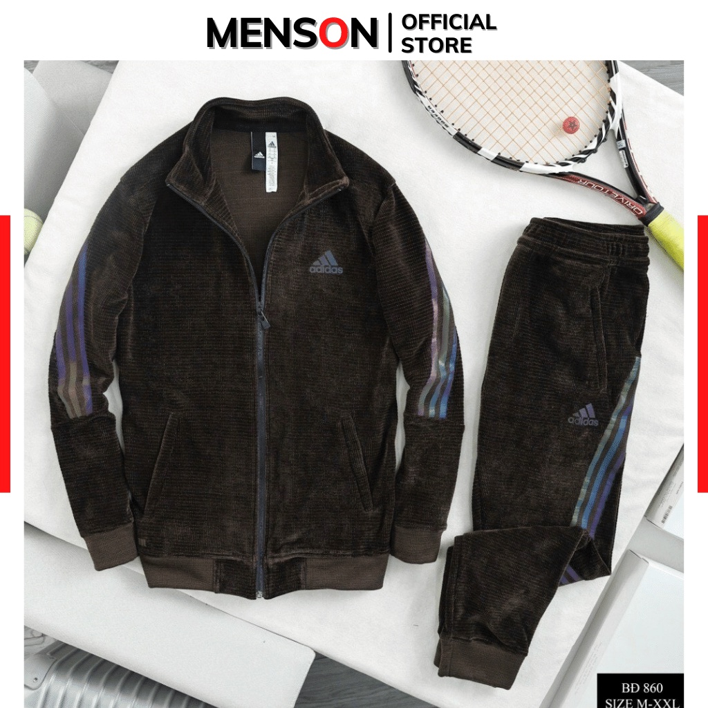 Bộ quần áo thu đông nam adidas cao cấp chất nỉ nhung Hàng loại 1 Menson MSO01 Đồ bộ mùa đông dài tay dày dặn 2022