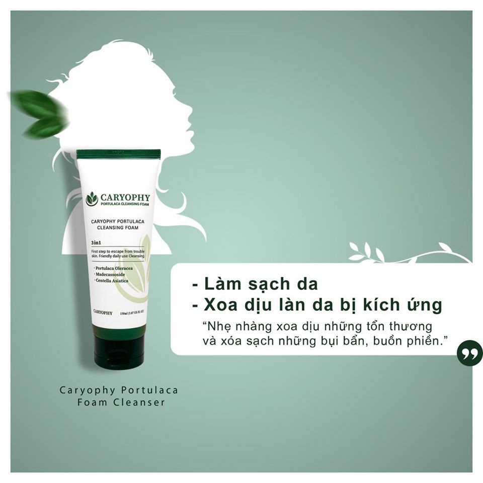 Sữa Rửa Mặt Ngừa Mụn Caryophy Portulaca Cleansing Foam 3In1 150ml