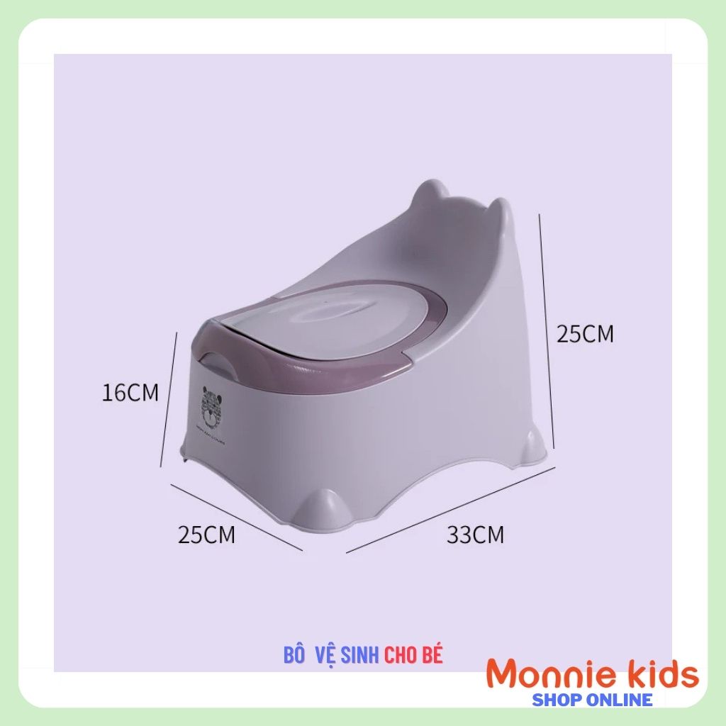 Bô vệ sinh tai gấu cho bé, bô ngồi tập đi vệ sinh có tựa lưng cho trẻ - Monnie Kids