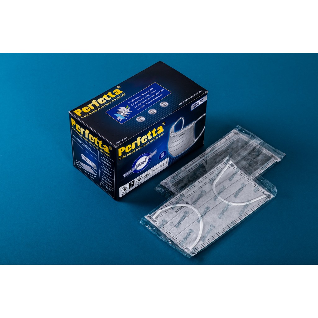 [ Hết] HỘP KHẨU TRANG THAN HOẠT TÍNH LỌC KHÔNG KHÍ KHÓI CHÁY, BỤI.. #PERFETTA 4 LỚP !