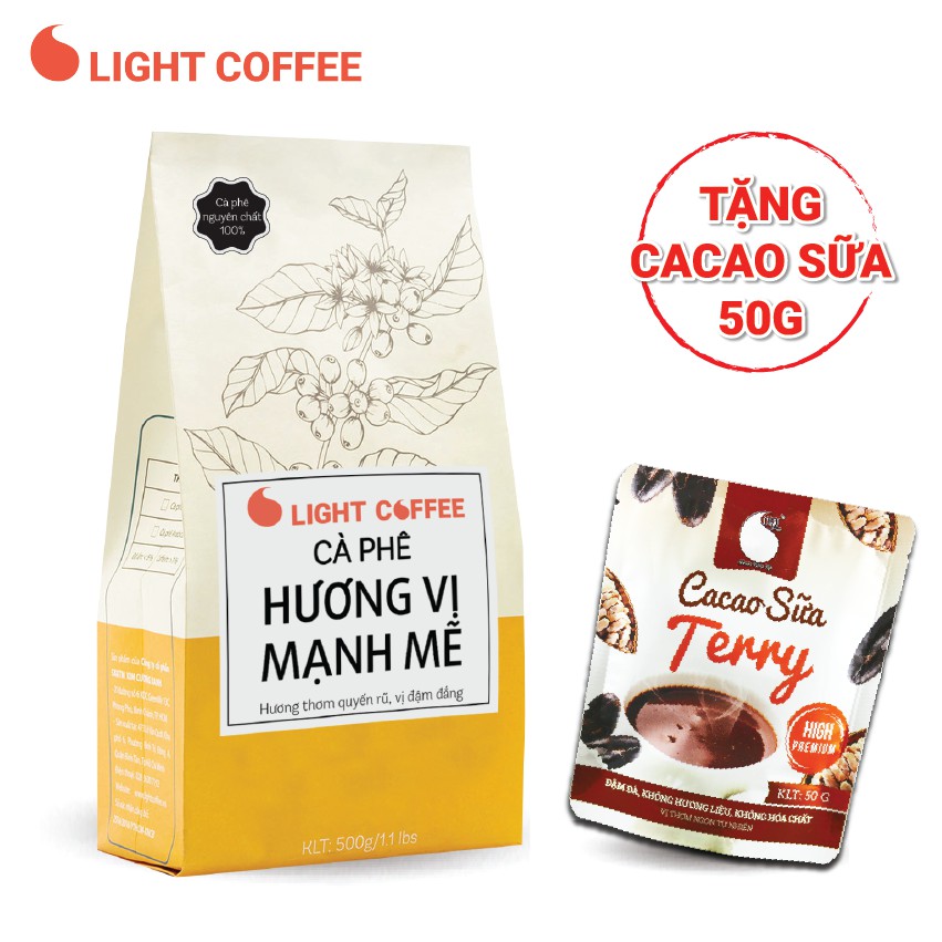 Cafe Hương Vị Mạnh Mẽ Light Coffee Gói 500g - Tặng Cà phê Sữa Light Coffee Gói 50g