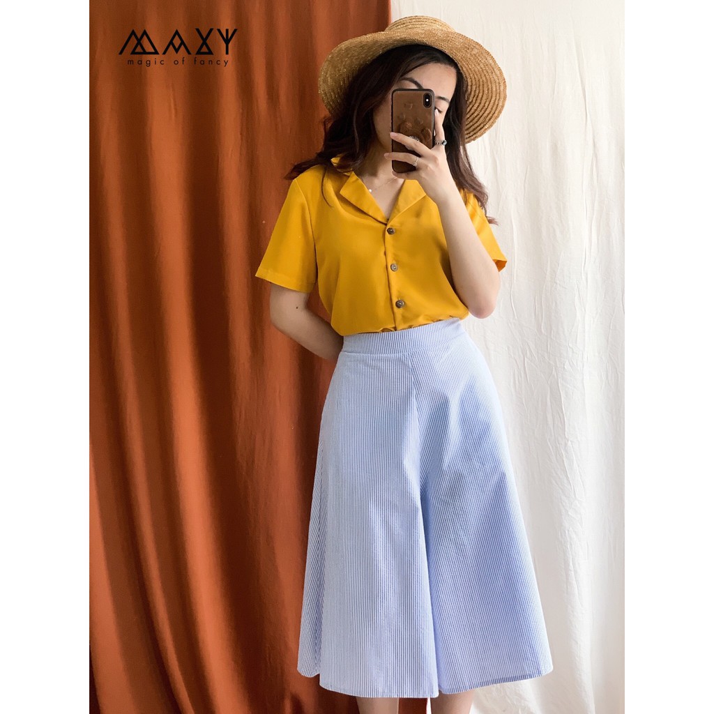 Áo kiểu cổ vest ngắn tay button vest top Maxy Workshop