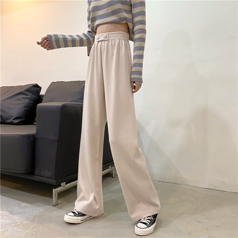 Porozi  Quần Dài Ống Rộng Lưng Cao Thời Trang Hàn Quốc Cho Nữ Size S-2XL