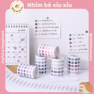 Cuộn sticker chấm tròn 0.8cm nhiều màu trang trí sổ tay, dán tường