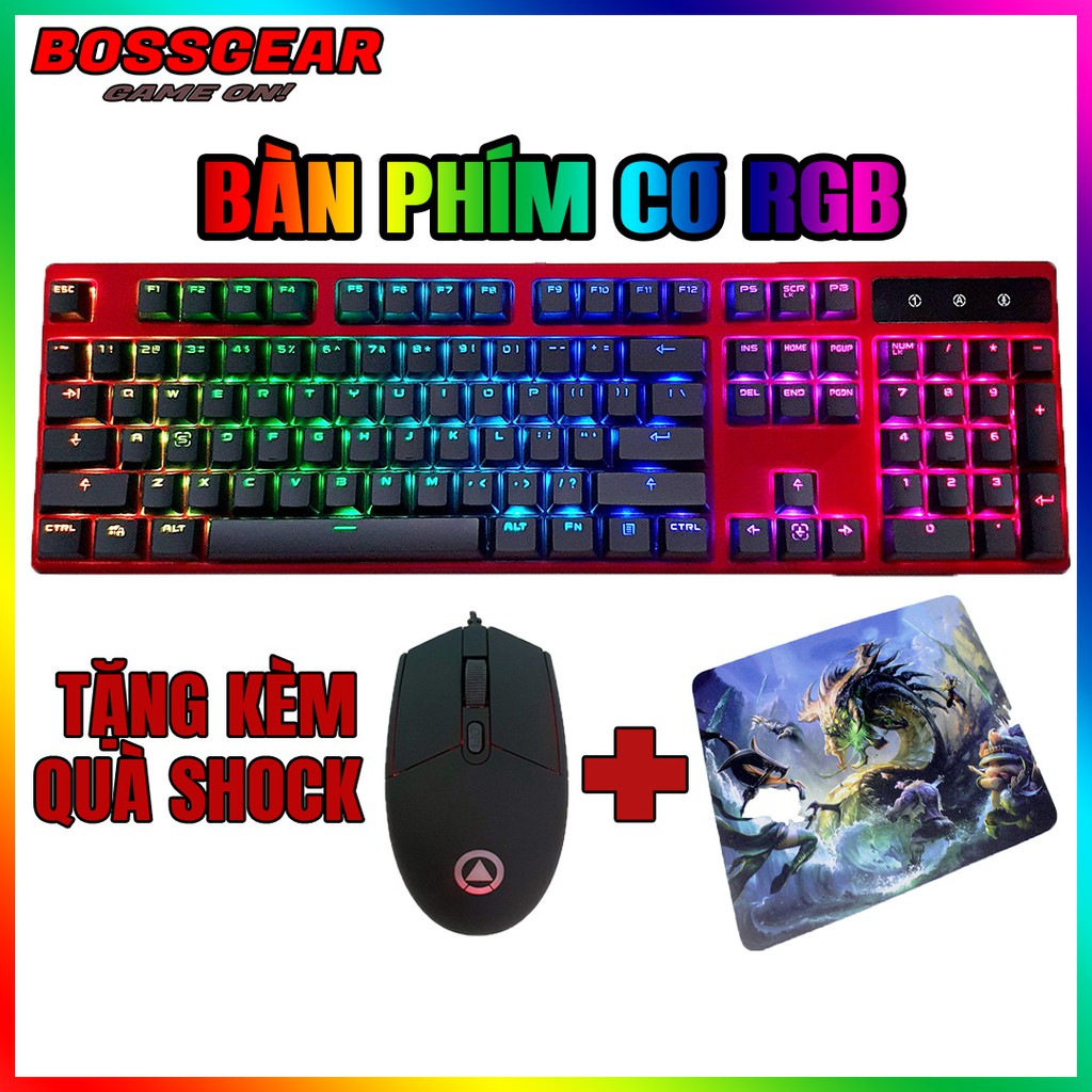 [Mã ELMS05 giảm 5% đơn 300k]Combo Bàn phím cơ HK107 RGB tặng kèm chuột Lantu G3SE và Lót Chuột