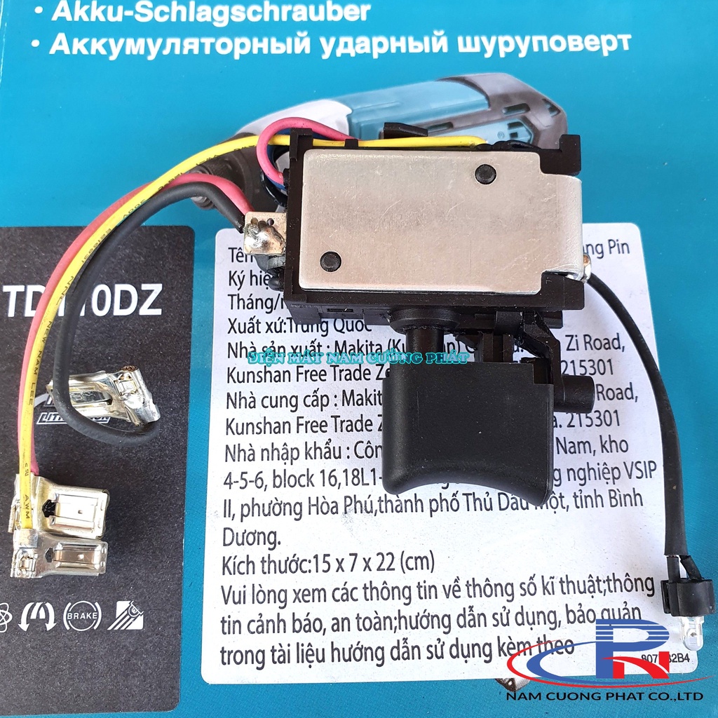 Công tắc máy vặn vít HP331 HP333 TD110 Makita 632J77-3