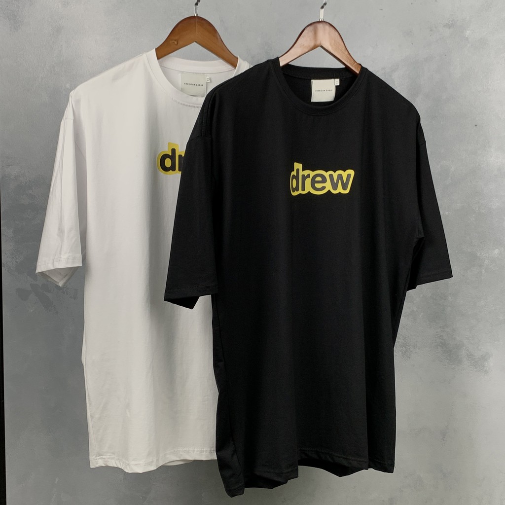 Áo thun nam nữ  chữ DREW áo phông tee unisex oversize cotton 100% đơn giản basic trắng đen form rộng trơn tay lỡ