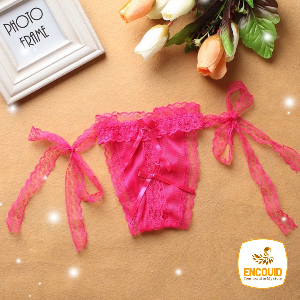Quần lót nữ lọt khe Ren dễ thương xuyên thấu buộc dây xẻ đáy Sexy gợi cảm quyến rũ phong cách Hàn Quốc ENCOVID QKE07 | BigBuy360 - bigbuy360.vn