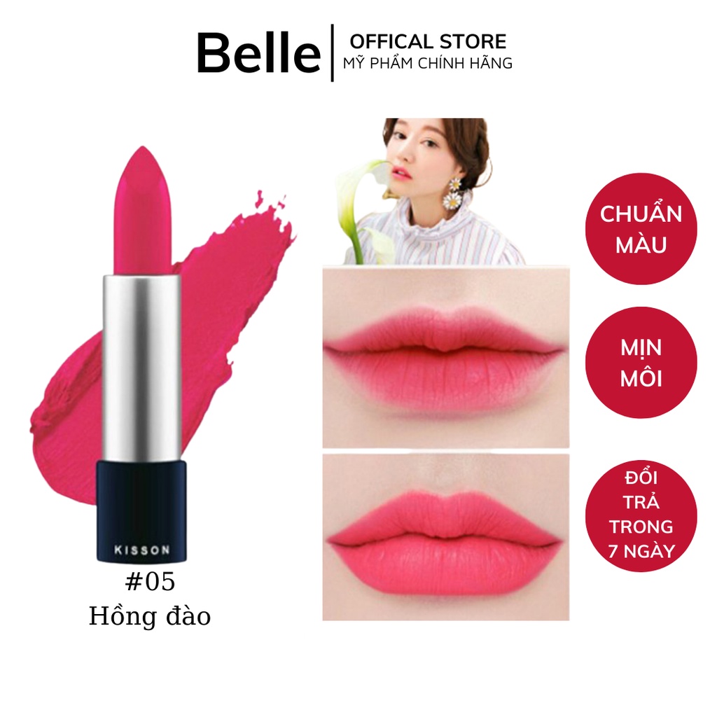 Son lì dưỡng môi chính hãng KISS ON màu hồng đào lâu trôi, mềm mịn môi, màu sắc tươi tắn không làm khô môi 4g kisson 05