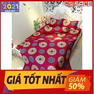 Bộ chăn hè ga gối 1m8 poly cotton trống đỏ 4 món