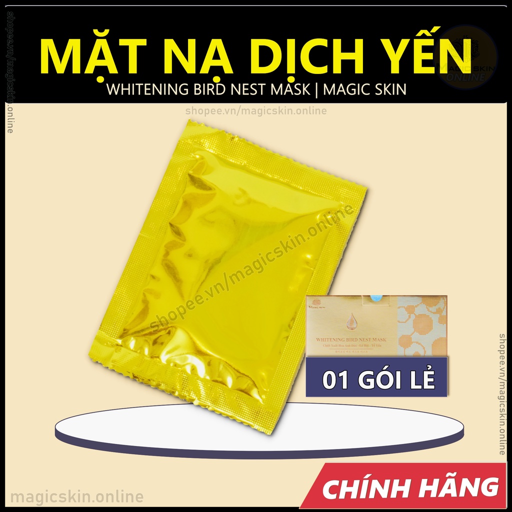 01 GÓI MẶT NẠ CẤY TRẮNG DỊCH YẾN Magic Skin  Whitening Bird Nest Mask  ✔ SD được 2-3 lần