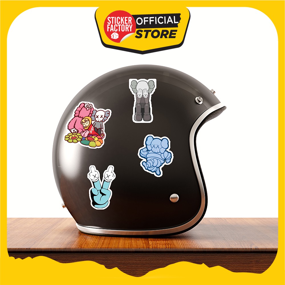 Hộp set 30 sticker decal hình dán nón bảo hiểm , laptop, xe máy, ô tô STICKER FACTORY - Kaws