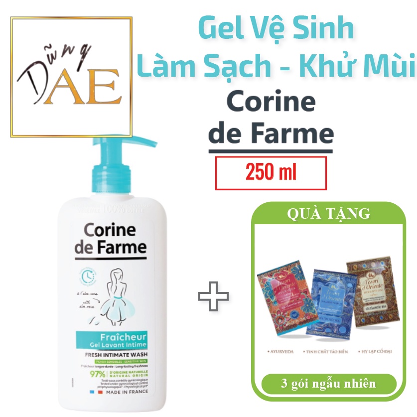 Corine de Farme Intimate Gel Fresh - Dung dịch vệ sinh phụ nữ làm sạch và khử mùi vùng kín 250ml