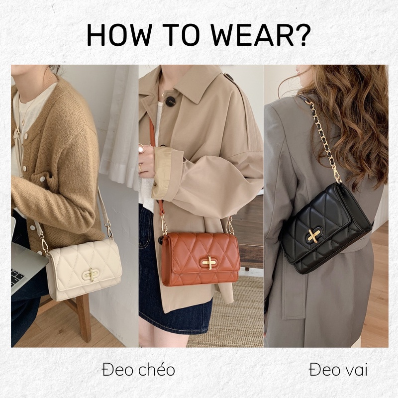 Túi xách đeo chéo cầm tay nữ trám công sở Hàn Quốc FSF563 M453 Micocah chính hãng