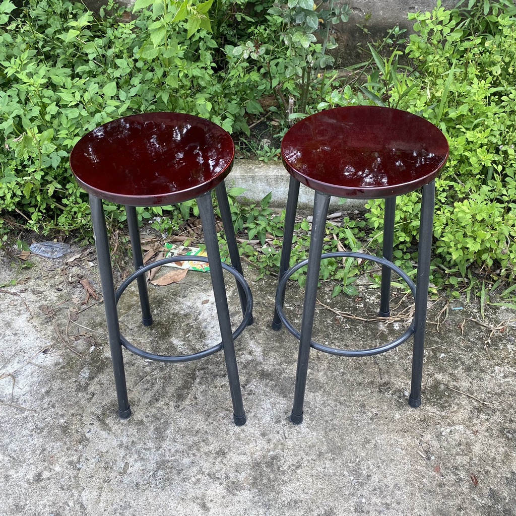 Bộ Bàn Trụ Sắt Ống Tròn Eames Cao 1m, ghế đôn Thu Ngân Quán Cafe Nhà Hàng màu nâu havaco BT01