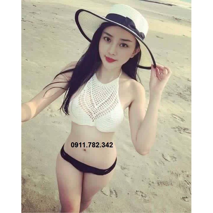 Bikini Len Móc Họa Tiết Ngực Trắng Sexy Nhất