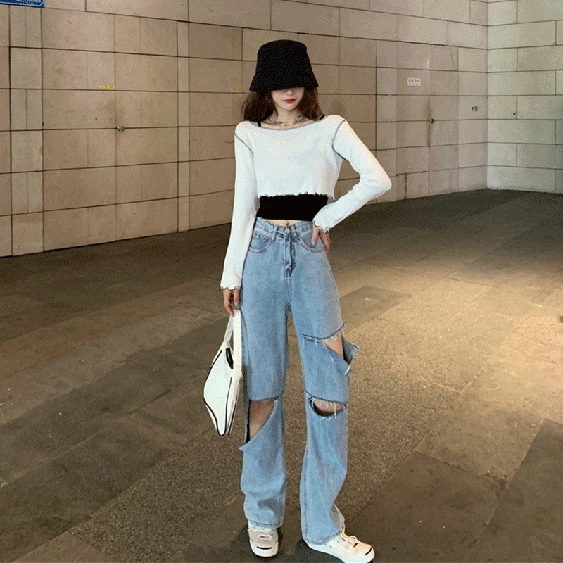 (HÀNG QC) SET ÁO LEN GIẤY TRỄ VAI VIỀN BÈO TÍM HỒNG TRẮNG MIX ÁO HAI DÂY ĐEN - SET CROPTOP LEN DÀI TAY 3 MÀU | BigBuy360 - bigbuy360.vn