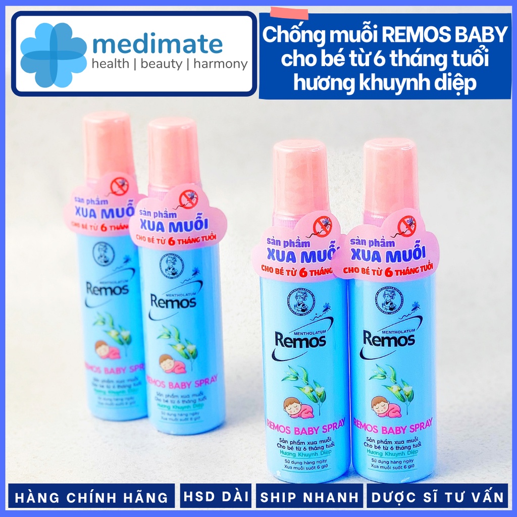 Remos baby chống muỗi an toàn cho bé từ 6 tháng tuổi hương khuynh diệp dạng kem và xịt