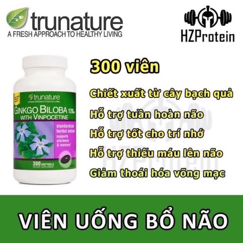 [ Ship nhanh + date xa] Mẫu mới 340 viên Ginkgo Biloba Trunature 120mg của Mỹ