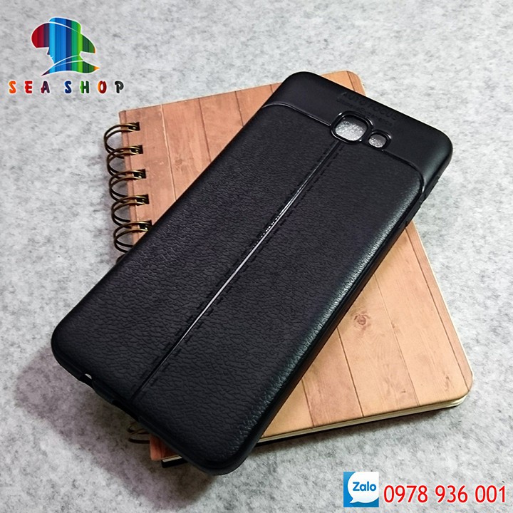 Ốp lưng Samsung Galaxy J7 Prime vân da loại A - Chống trơn trượt - Siêu bền - Kính cường lực 9D