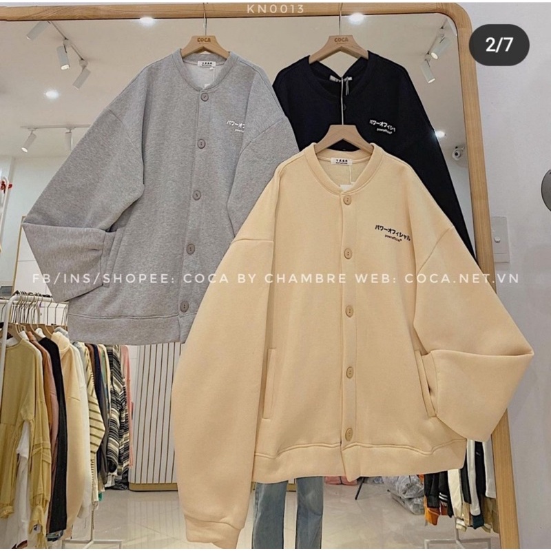 [HÀNG SẴN]ÁO KHOÁC NỈ BOMBER CHỮ NHẬT FORM OVERSIZE