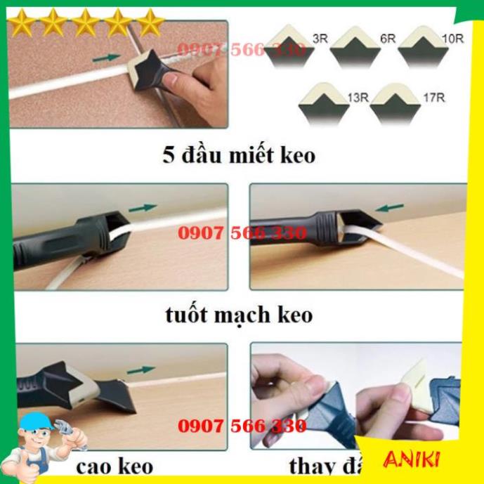 Combo đầu bắn keo silicone - Bộ dụng cụ cạo tuốt miết chỉnh mạch keo silicon xây dựng nhôm kính DCG