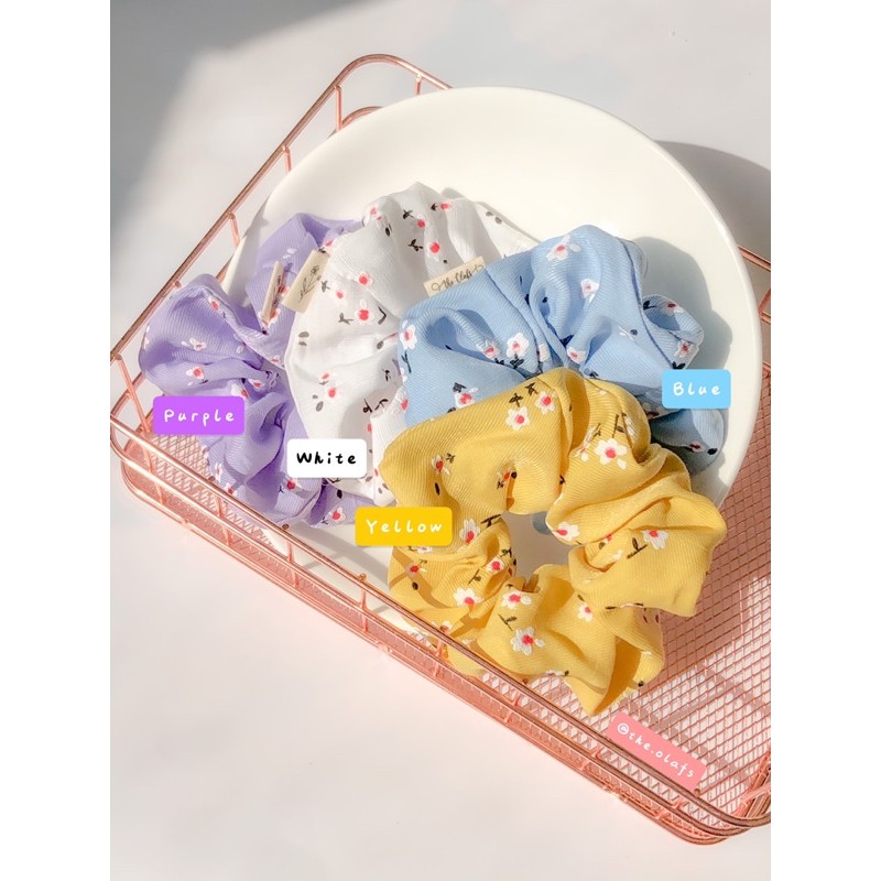 Combo 4 Dây buộc tóc Scrunchies Hoa sao nhuỵ đỏ