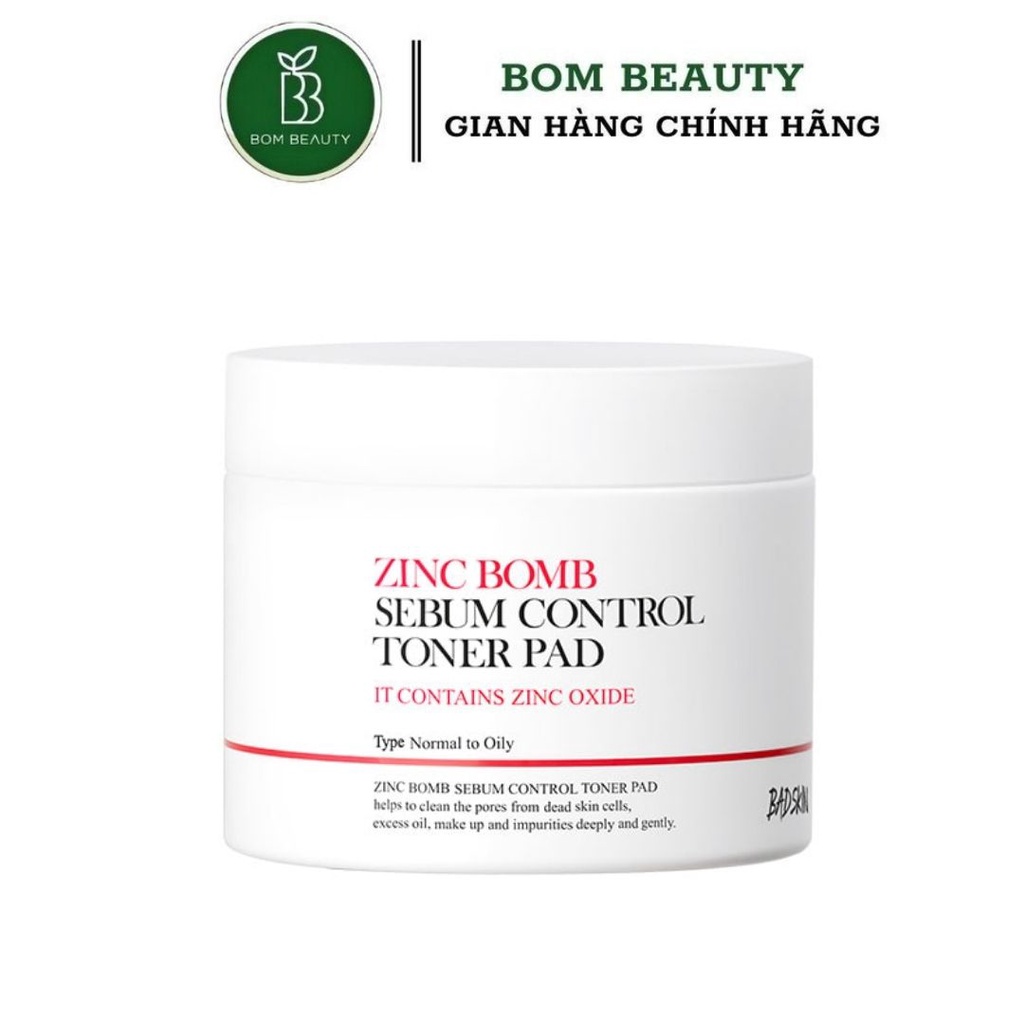 Bông Toner Pad kiểm soát dầu Badskin ZinC Bomb Sebum Control Toner Pad