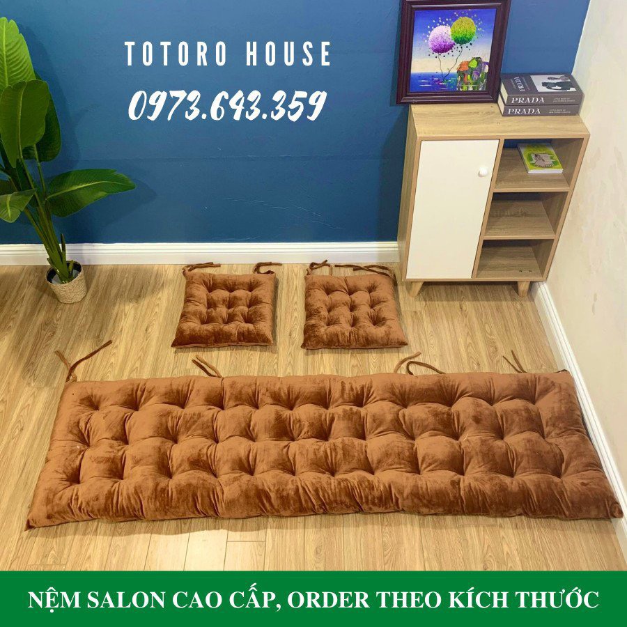 Đệm ngồi bệt salon TOTORO HOUSE, nệm lót ghế gỗ dài trơn mềm mại dày dặn, trang trí phòng khách