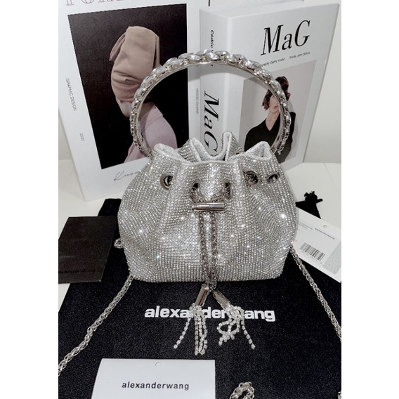 Túi xách nữ quai cầm tay gắn đá sáng lấp lánh sz15cm xinh dã manfullbox